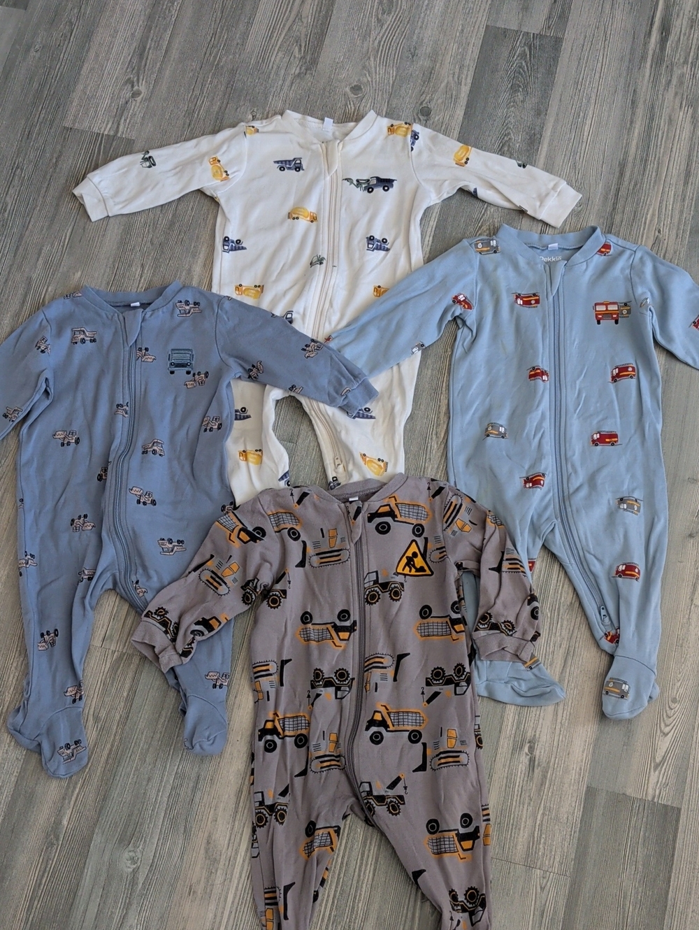 Pekkle Baby Boys Zip-Up Sleep and Play Footed Pajamas 4-Pack Baby 6M 4-Piece